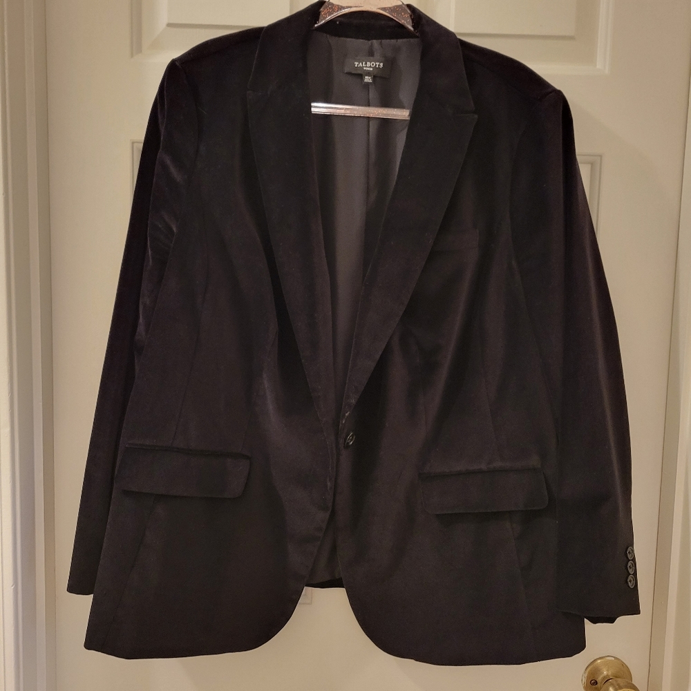 Talbot women black velvet blazer 18W